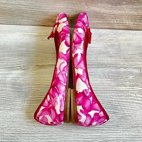 Longchamp Darshan bright pink signature floral ballet flat in size 41 - Picture 7 of 13